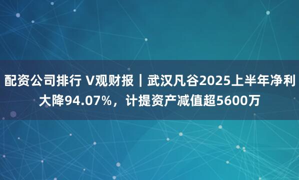 配资公司排行 V观财报｜武汉凡谷2025上半年净利大降94.07%，计提资产减值超5600万