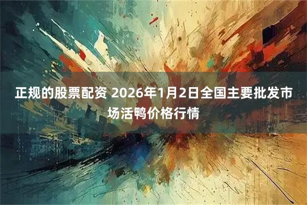 正规的股票配资 2026年1月2日全国主要批发市场活鸭价格行情